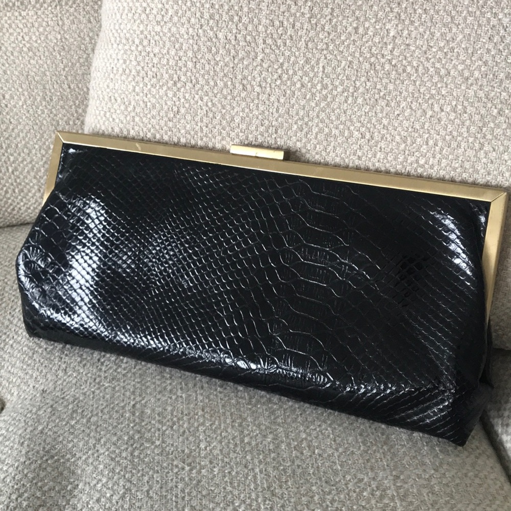 Large Textured Black Clutch